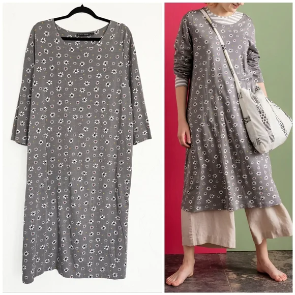 Gudrun Sjödén Floral Jersey Gray White Yellow Dress, XL - Picture 12 of 12